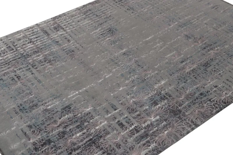 Hot Pamono Abstract Rug with Subdued Pink Floral Patterns from R&K Principal Jahanshah Nazmiyal