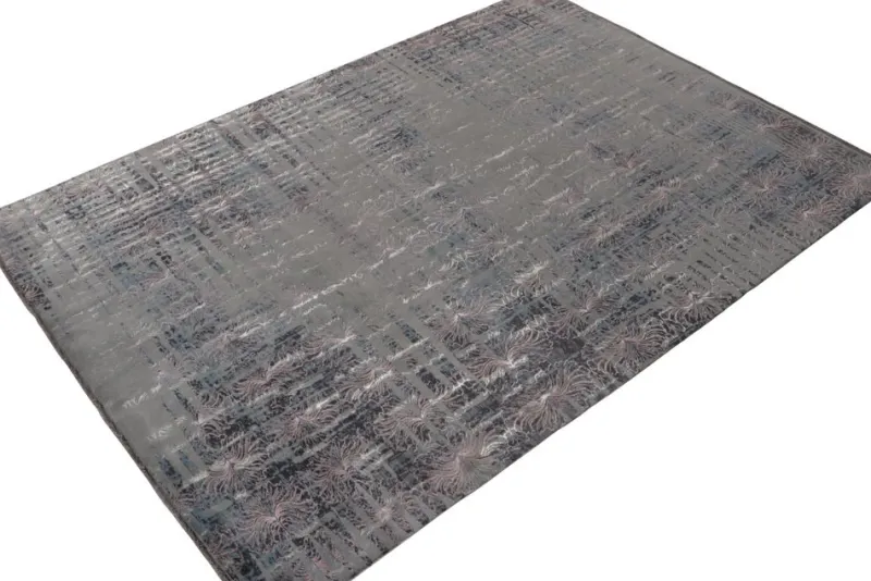 Hot Pamono Abstract Rug with Subdued Pink Floral Patterns from R&K Principal Jahanshah Nazmiyal