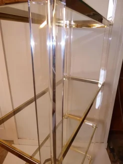 Pamono Acrylic Glass, Acrylic & Brass Glass Shelf> Shelves & Wall Units