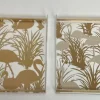 Pamono Acrylic Glass and Brass Trays with Gilded Bird Decor, Set of 2> Trays