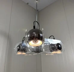 Pamono Acrylic Glass Hanging Lamp in the style of Gino Sarfatti, 1970s><noscript><img width=
