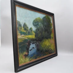 Best Pamono Adelbert Wimmenauer, Impressionist Landscape, 1890s, Oil on Canvas, Framed