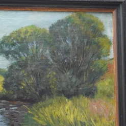Best Pamono Adelbert Wimmenauer, Impressionist Landscape, 1890s, Oil on Canvas, Framed