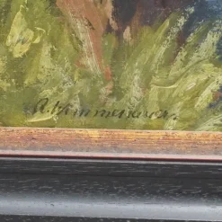 Best Pamono Adelbert Wimmenauer, Impressionist Landscape, 1890s, Oil on Canvas, Framed
