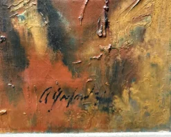 Pamono Adolf Gerhard, Composition-Landscape, German Expressionist, Large Pastose Painting, 1970><noscript><img width=