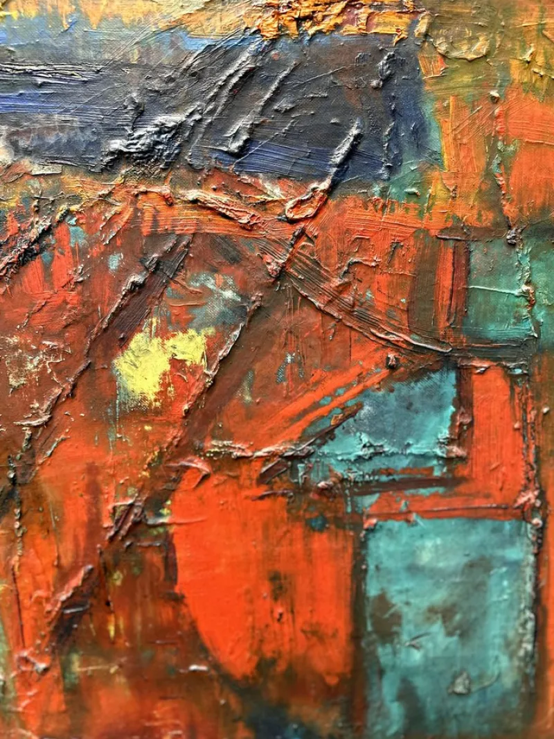 Pamono Adolf Gerhard, Composition-Landscape, German Expressionist, Large Pastose Painting, 1970> Abstraction