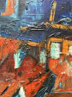 Pamono Adolf Gerhard, Composition-Landscape, German Expressionist, Large Pastose Painting, 1970><noscript><img width=