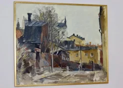 Pamono Adrian Van Arkel, Stockholm City Scene, 1960s, Oil on Canvas, Framed> Mid-Century