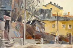 Pamono Adrian Van Arkel, Stockholm City Scene, 1960s, Oil on Canvas, Framed><noscript><img width=