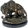 Pamono After A. Barye, Lion with Snake, 20th Century, Bronze> Sculpture