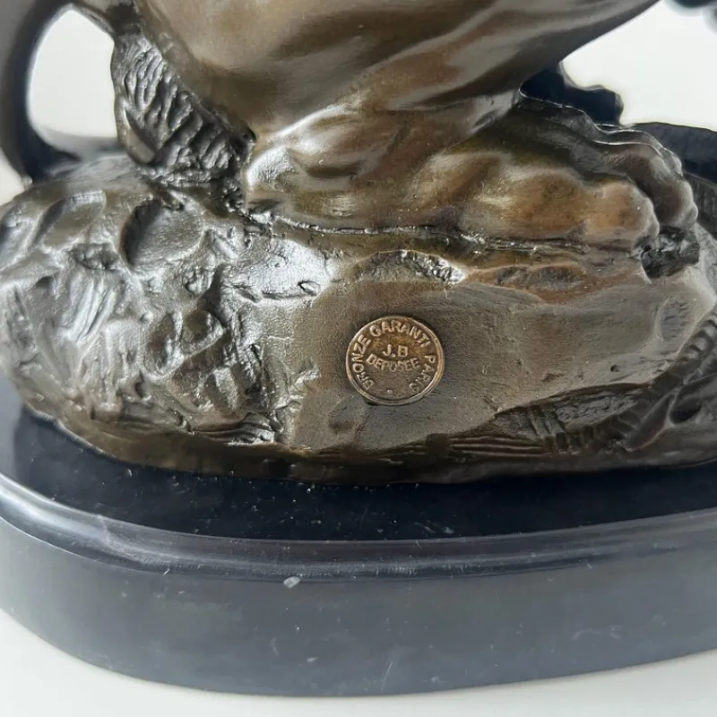 Pamono After A. Barye, Lion with Snake, 20th Century, Bronze> Sculpture