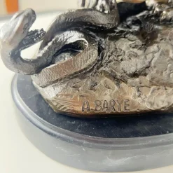 Pamono After A. Barye, Lion with Snake, 20th Century, Bronze><noscript><img width=