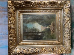 Online Pamono After Barbizon, Shepherd and His Flock in the Forest, 19th Century, Painting on Panel, Framed