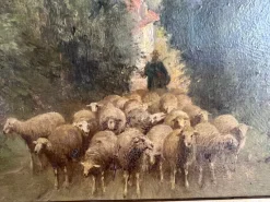 Online Pamono After Barbizon, Shepherd and His Flock in the Forest, 19th Century, Painting on Panel, Framed