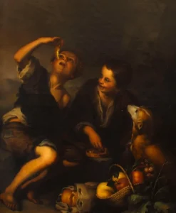Outlet Pamono After Bartolome Esteban Murillo, Grape and Melon Eaters, Oil on Canvas, Framed