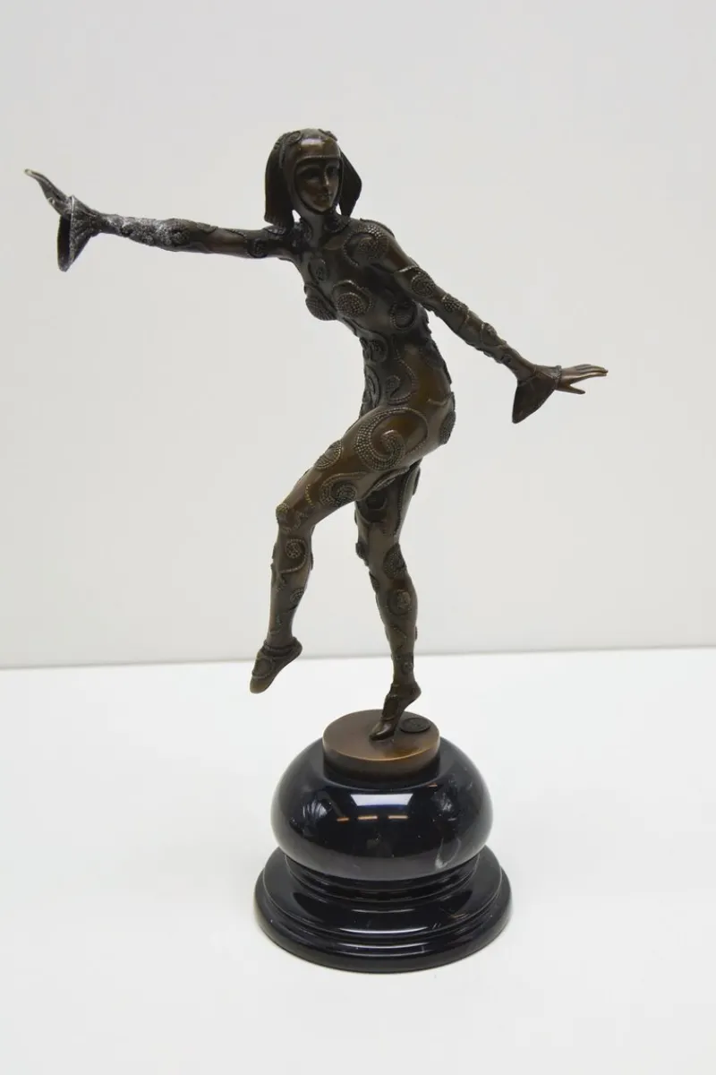 Pamono After D H Chiparus, Art Deco Phoenician Dancer, 1920s, Bronze> Art Deco