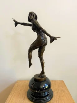 Pamono After D H Chiparus, Art Deco Phoenician Dancer, 1920s, Bronze><noscript><img width=