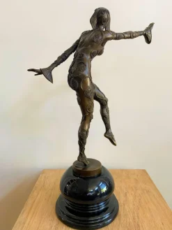 Pamono After D H Chiparus, Art Deco Phoenician Dancer, 1920s, Bronze><noscript><img width=