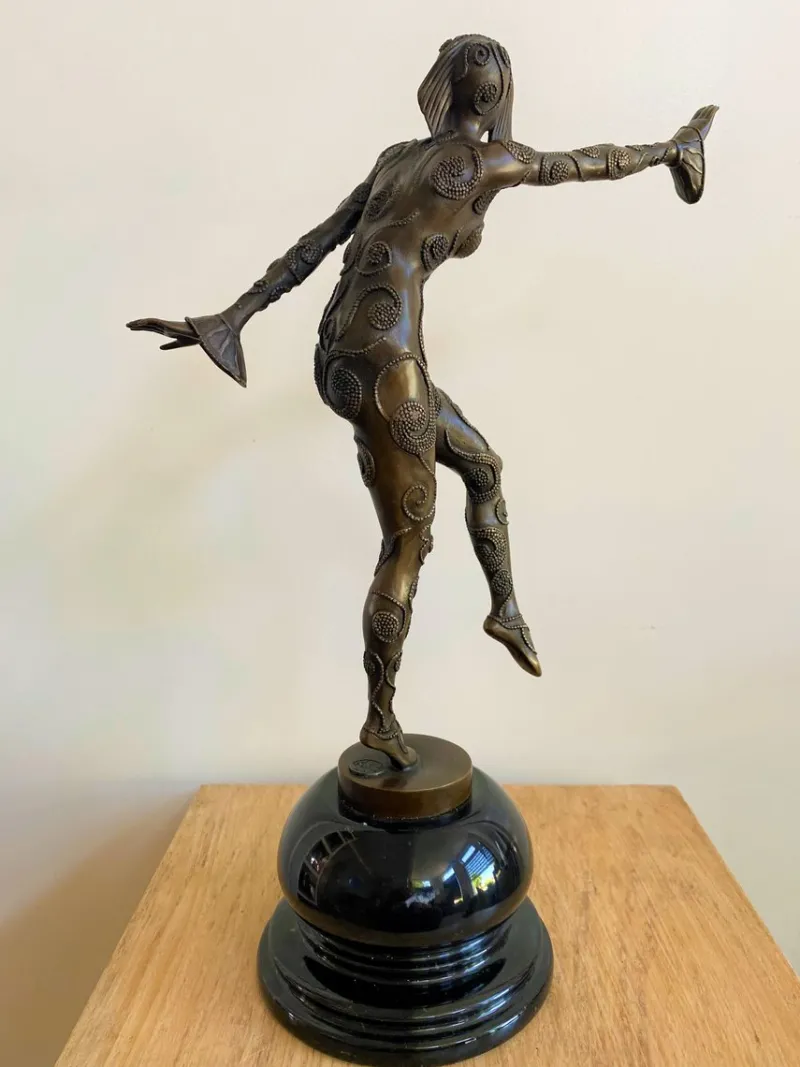 Pamono After D H Chiparus, Art Deco Phoenician Dancer, 1920s, Bronze> Art Deco