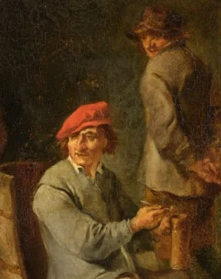 Pamono After David Teniers, Tavern Interior, 1800s, Oil on Wood><noscript><img width=