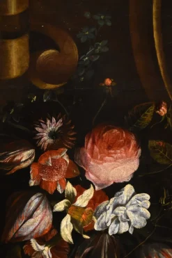 Pamono After Frans Van Everbroeck, Garland of Flowers Still Life, 1670, Oil on Canvas, Framed><noscript><img width=