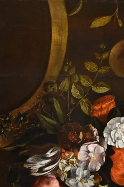 Pamono After Frans Van Everbroeck, Garland of Flowers Still Life, 1670, Oil on Canvas, Framed><noscript><img width=