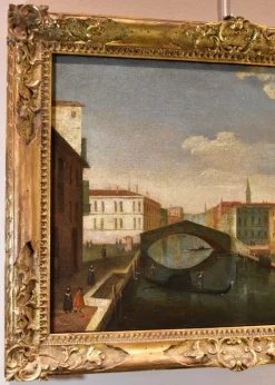 Best Pamono After Gabriele Bella, Venice, Ponte Delle Guglie, 1790, Oil on Canvas, Framed