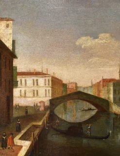 Best Pamono After Gabriele Bella, Venice, Ponte Delle Guglie, 1790, Oil on Canvas, Framed