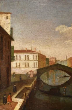Best Pamono After Gabriele Bella, Venice, Ponte Delle Guglie, 1790, Oil on Canvas, Framed