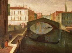 Best Pamono After Gabriele Bella, Venice, Ponte Delle Guglie, 1790, Oil on Canvas, Framed