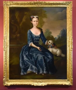 Pamono After George Knapton, Portrait of Lady, 1750, Oil on Canvas, Framed> Old Masters