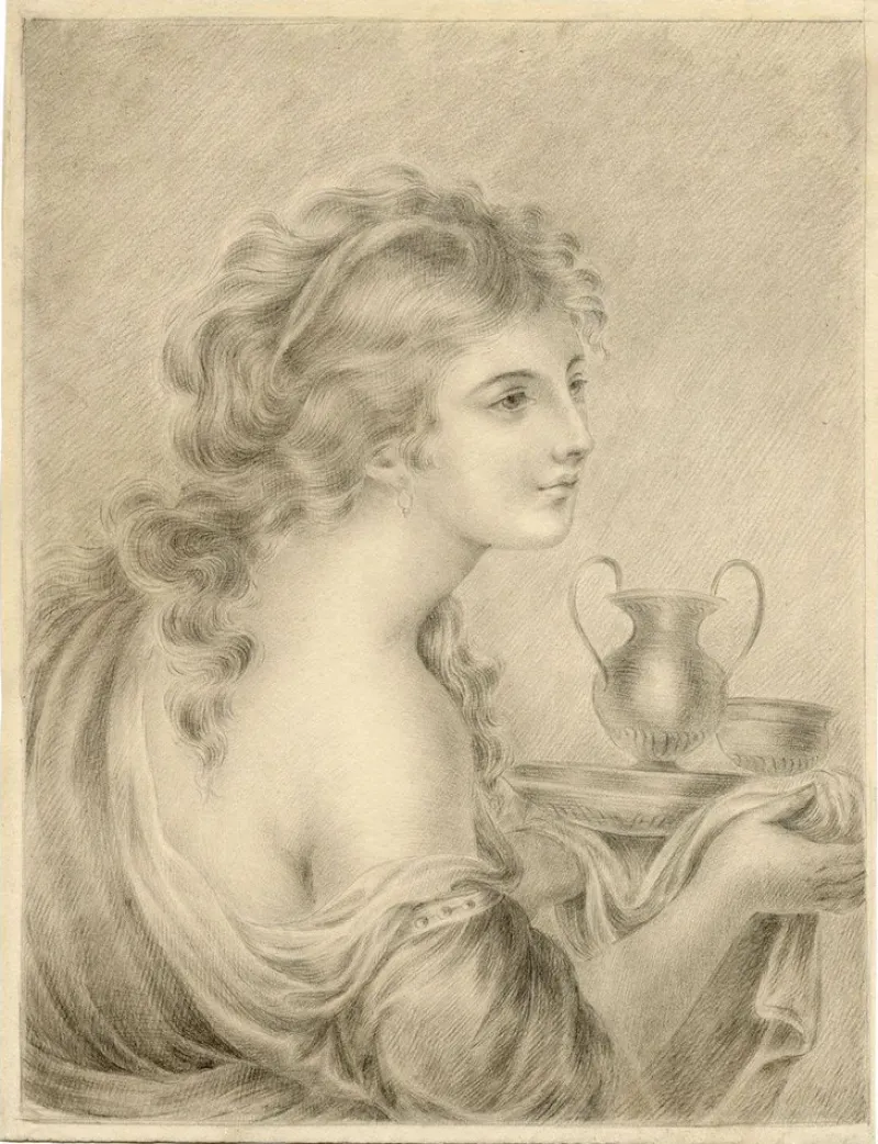 New Pamono After Giovanni Battista Cipriani, Hebe, Early 19th Century, Graphite Drawing