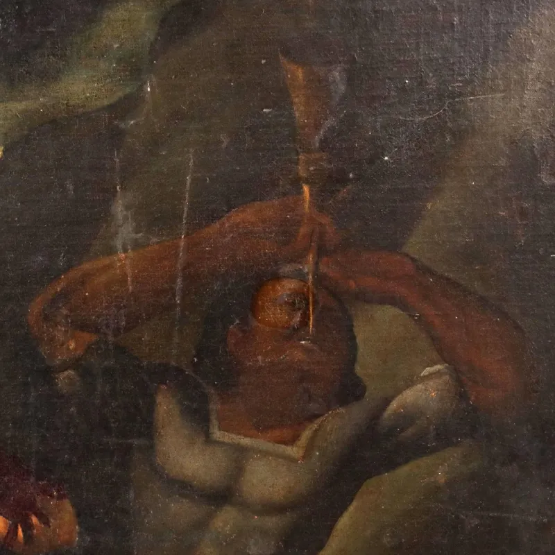 Pamono After Giulio Sanuto, Scene with Mythological Subject, 17th Century, Oil on Canvas, Framed> Old Masters