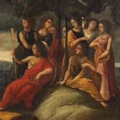 Pamono After Giulio Sanuto, Scene with Mythological Subject, 17th Century, Oil on Canvas, Framed><noscript><img width=