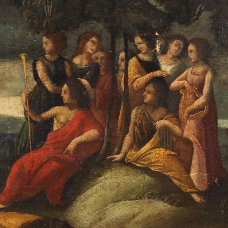 Pamono After Giulio Sanuto, Scene with Mythological Subject, 17th Century, Oil on Canvas, Framed> Old Masters