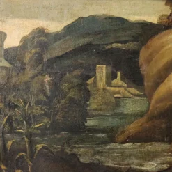 Pamono After Giulio Sanuto, Scene with Mythological Subject, 17th Century, Oil on Canvas, Framed><noscript><img width=