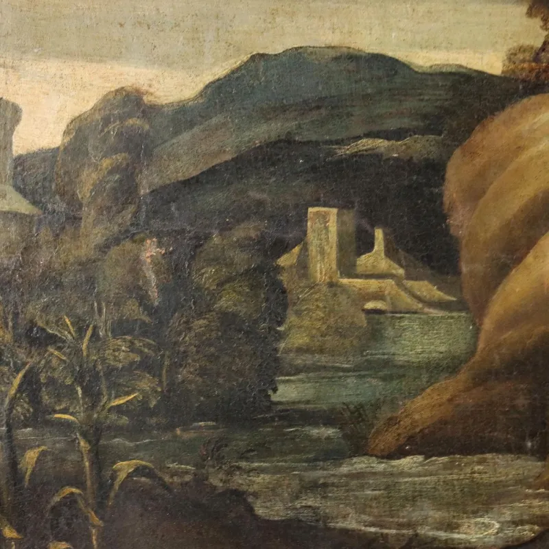 Pamono After Giulio Sanuto, Scene with Mythological Subject, 17th Century, Oil on Canvas, Framed> Old Masters