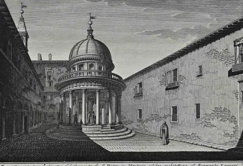 Pamono After Giuseppe Vasi, Convento di S.Pietro in Montorio, Etching, 18th Century> Old Masters