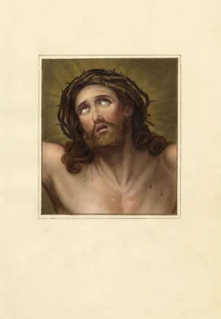 Sale Pamono After Guido Reni, Christ with Crown of Thorns, 1800s, Watercolour Painting