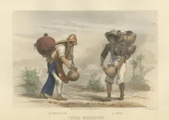 Pamono After Gustave Janet, Mexican Water Carrier and Potter, 1867, Engraving> Contemporary|Prints & Multiples