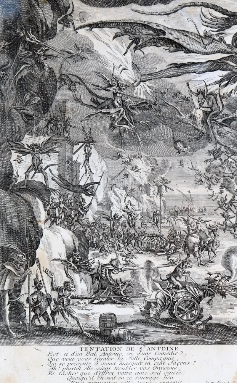 Sale Pamono After Jacques Callot, The Temptation of Saint Anthony, Engraving, 17th Century