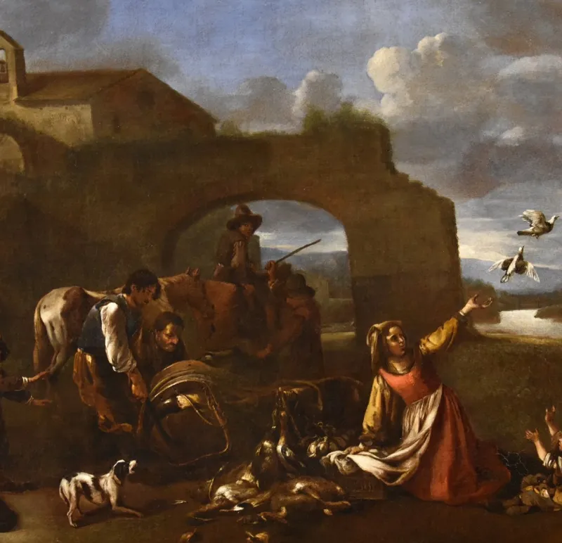 Hot Pamono After Jan Miel, Landscape, 1650, Oil on Canvas