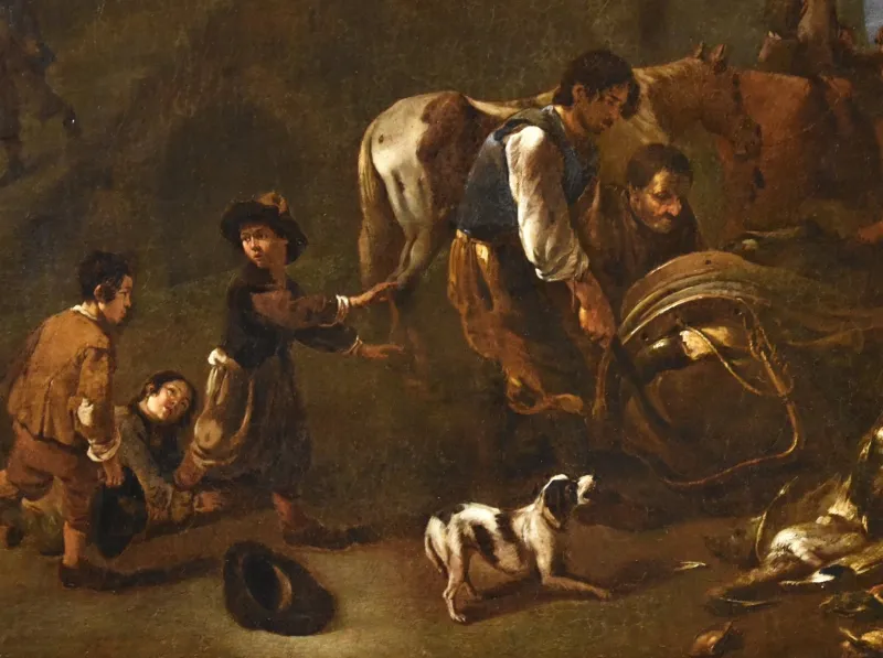 Hot Pamono After Jan Miel, Landscape, 1650, Oil on Canvas