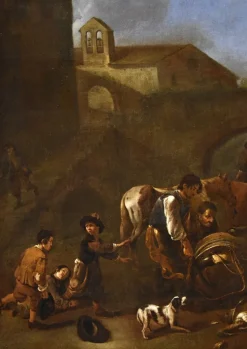 Hot Pamono After Jan Miel, Landscape, 1650, Oil on Canvas