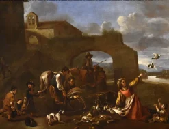 Hot Pamono After Jan Miel, Landscape, 1650, Oil on Canvas