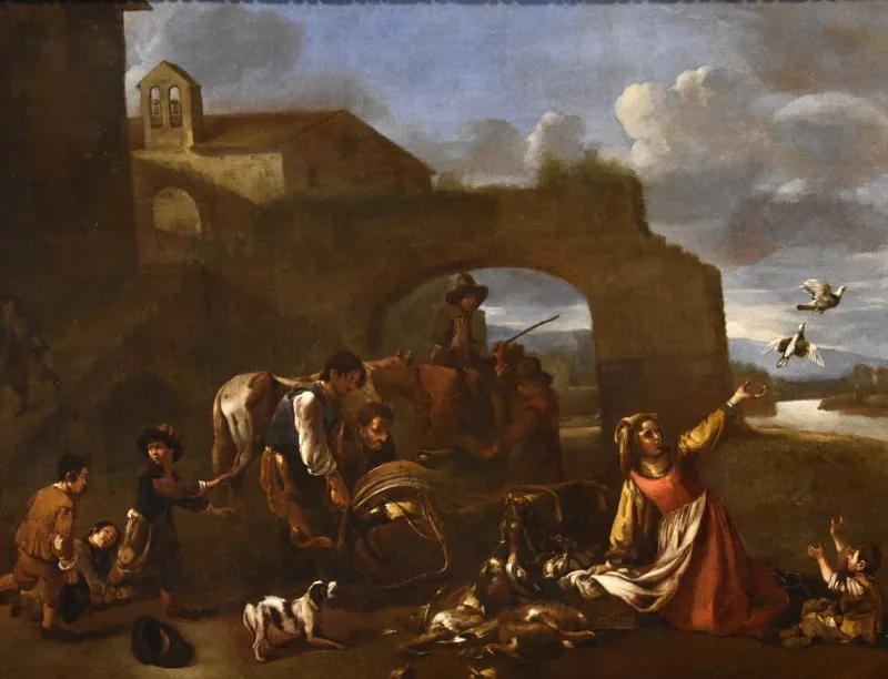 Hot Pamono After Jan Miel, Landscape, 1650, Oil on Canvas
