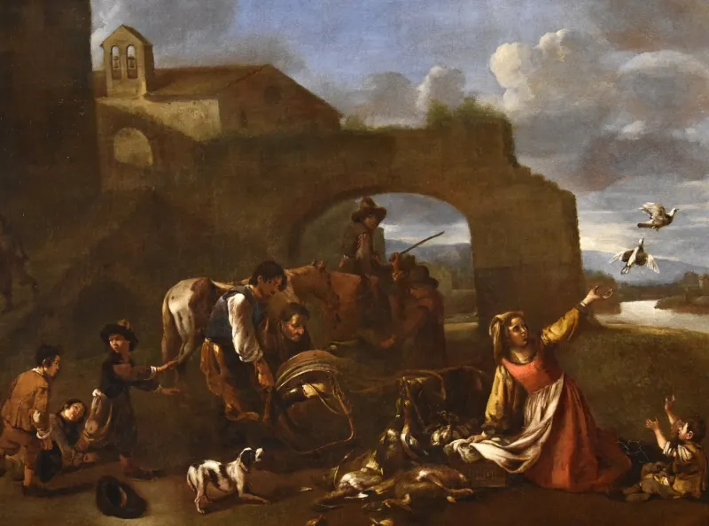 Hot Pamono After Jan Miel, Landscape, 1650, Oil on Canvas