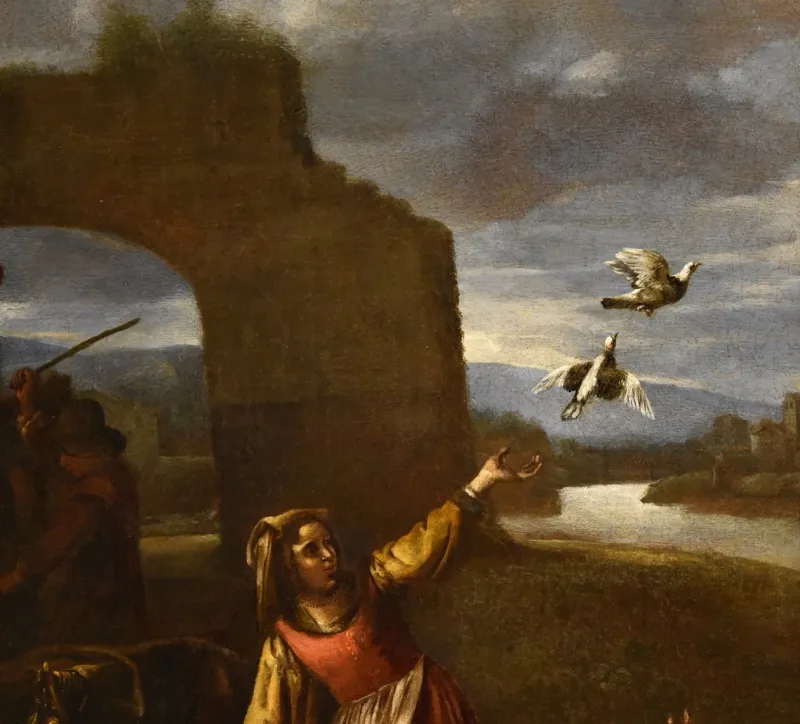 Hot Pamono After Jan Miel, Landscape, 1650, Oil on Canvas