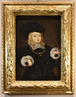 Pamono After Juan Bautista Martínez Del Mazo, Charles II King of Spain Portrait as a Child, 1667, Oil on Canvas, Framed> Old Masters|Classical