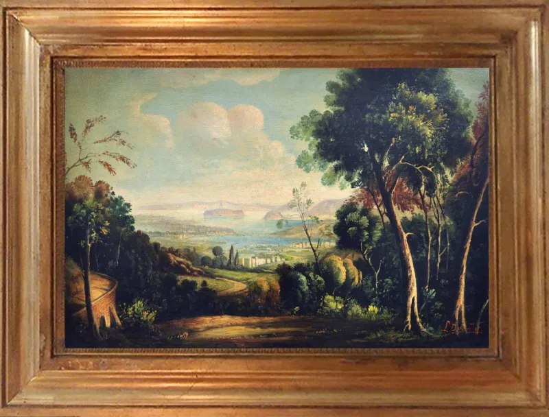 Pamono After Lorrain, Italian Landscape Painting, 2006, Oil on Canvas> Old Masters